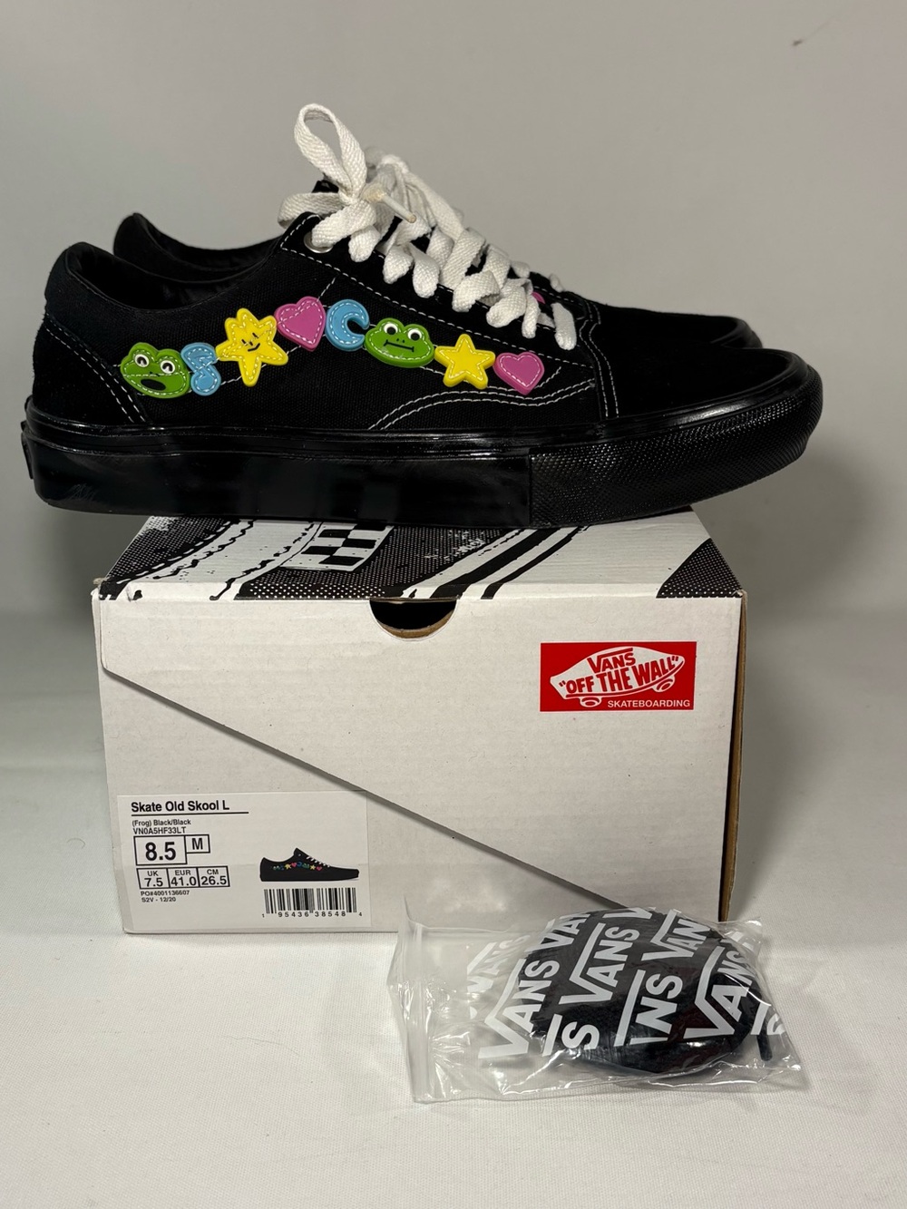 🐸 VANS OLD SKOOL FROG SKATEBOARDS BLACK MULTI MEN'S SHOES SIZE 8.5 SNEAKERS 🐸